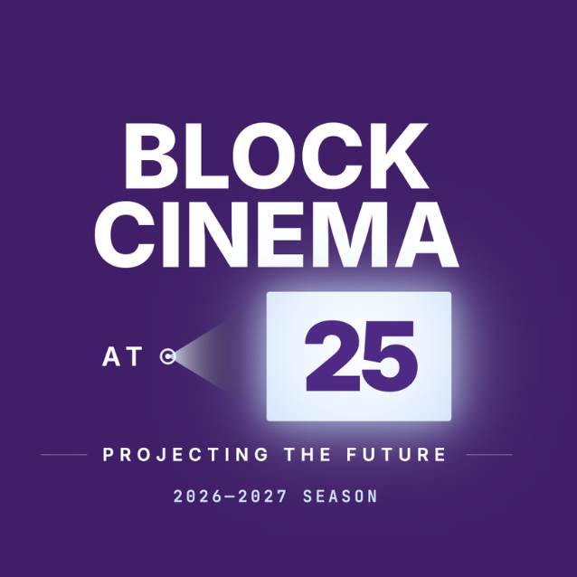 Block Cinema at 25 logo on purple background