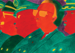 Beatriz González. Los papagayos, 1987. Oil on paper. 29 1/2 x 78 inches. Collection Pérez Art Museum Miami, gift of Jorge M. Pérez. Photo: Oriol Tarridas