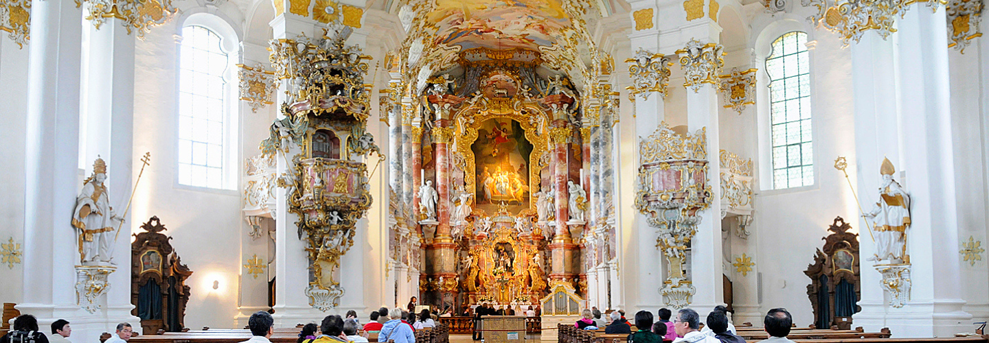 ornately built and painted church altar 