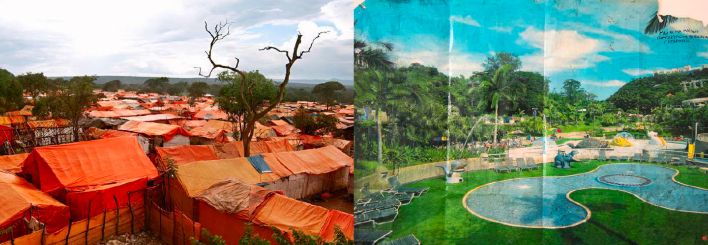 Slums and a manicured yard.