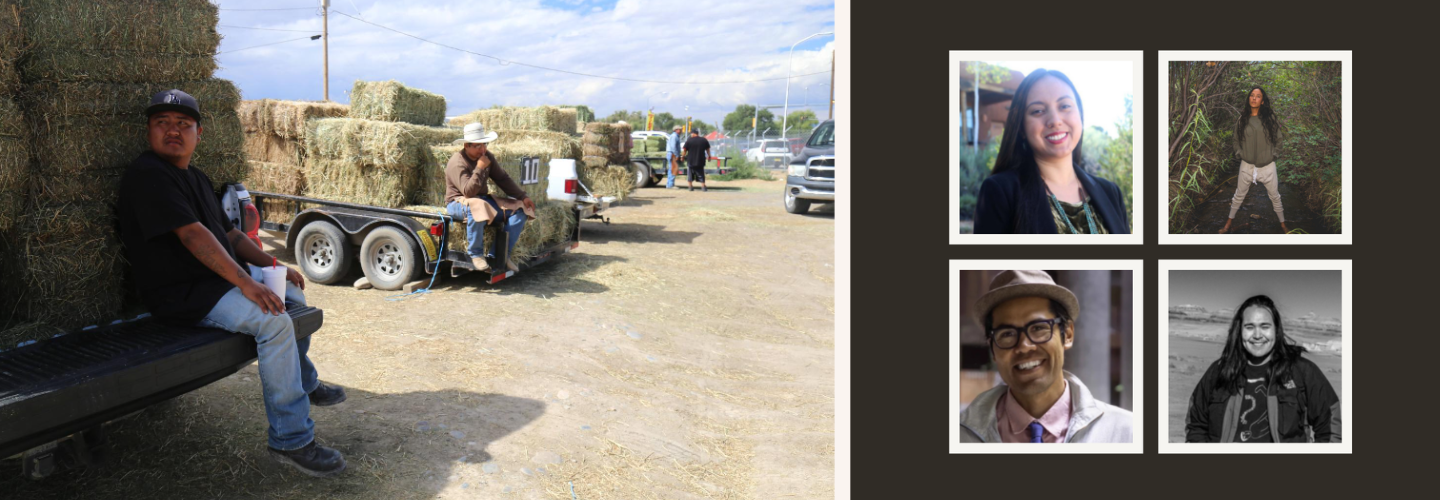 Farmers selling hay.