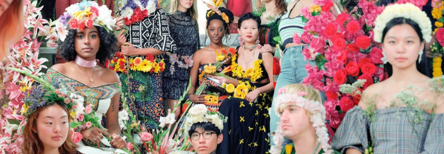 students wearing flowers