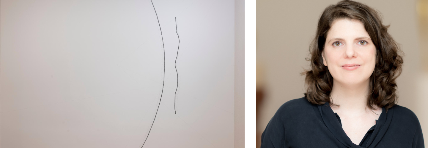 wall drawing, brunette woman