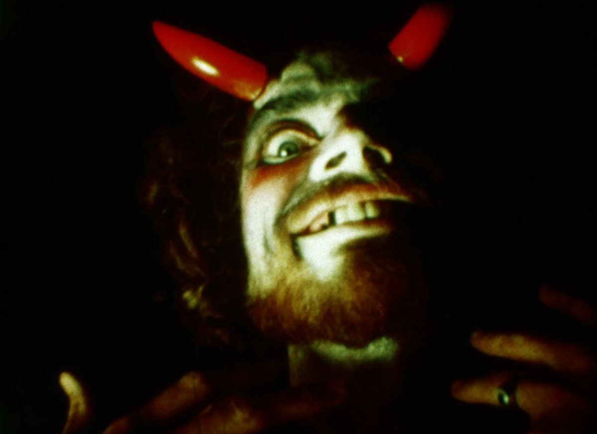 Devil mask in close up with dark background