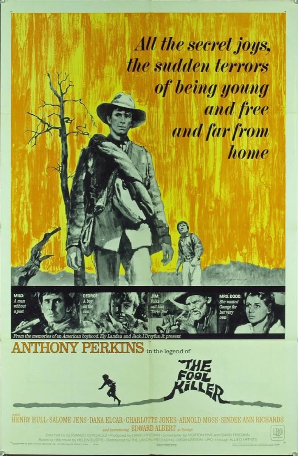 Original poster for Fool Killers with the tagline "All the secret joys, the sudden terrors of being young and free and far from home"
