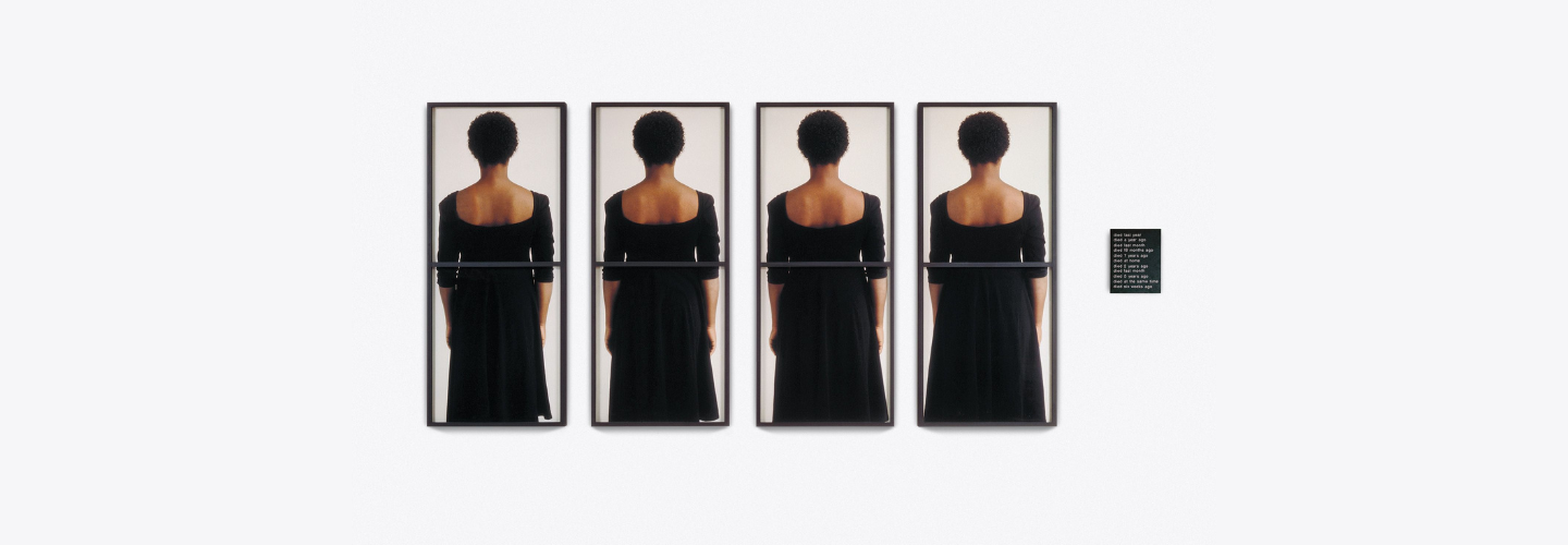 4 identical photographs in a row of the back of a Black woman